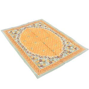 ABC Carpet Floorcloth Hand Stenciled Linen New Old Stock 87" x 65.5" 250